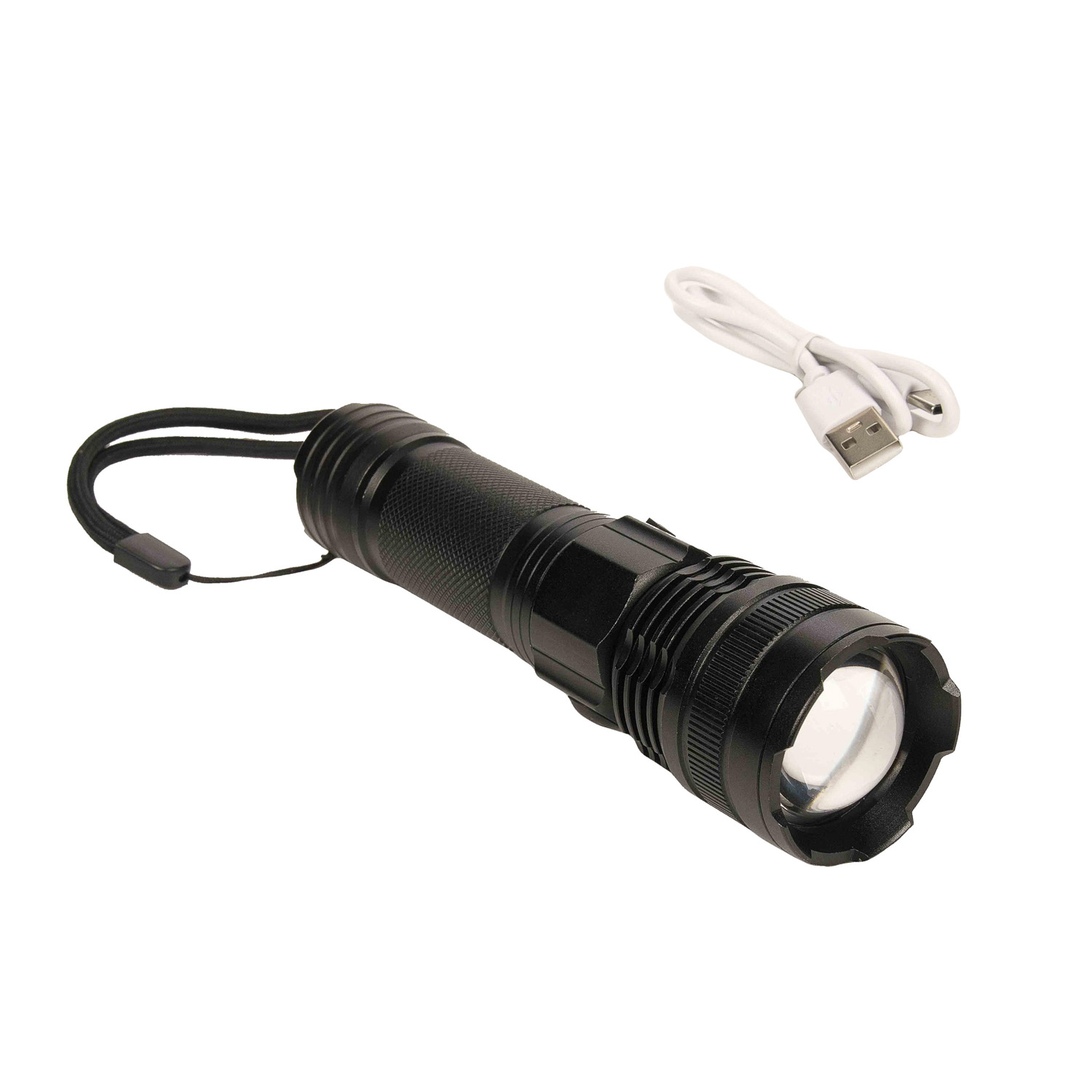 KIOTO latarka mocna z USB, czarna